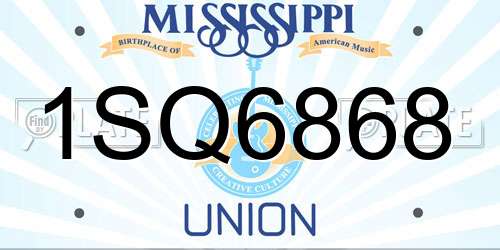 1SQ6868 Mississippi License Plate