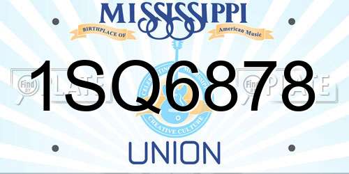 1SQ6878 Mississippi License Plate