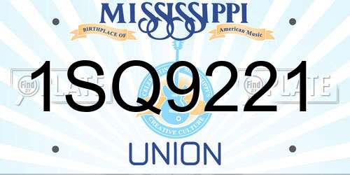 1SQ9221 Mississippi License Plate