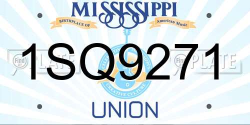 1SQ9271 Mississippi License Plate