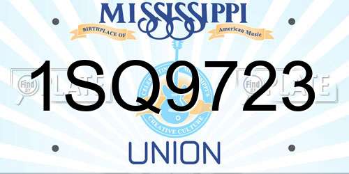1SQ9723 Mississippi License Plate