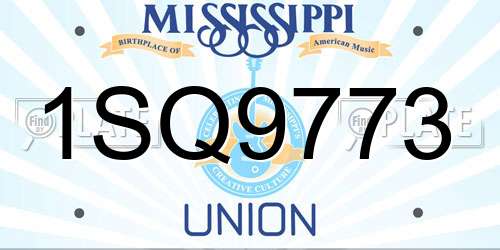 1SQ9773 Mississippi License Plate