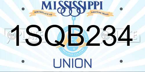 1SQB234 Mississippi License Plate