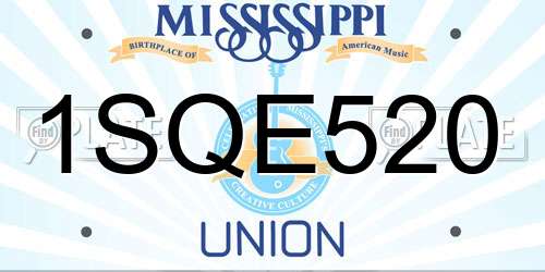 1SQE520 Mississippi License Plate