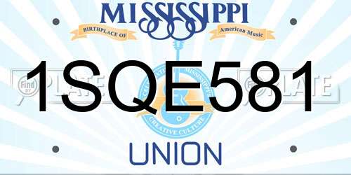1SQE581 Mississippi License Plate