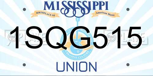 1SQG515 Mississippi License Plate