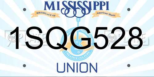 1SQG528 Mississippi License Plate