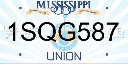 1SQG587 Mississippi License Plate