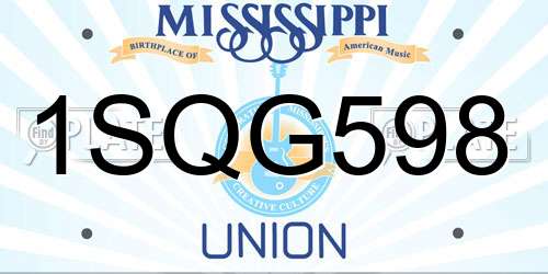 1SQG598 Mississippi License Plate
