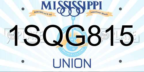 1SQG815 Mississippi License Plate