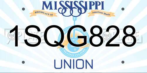 1SQG828 Mississippi License Plate