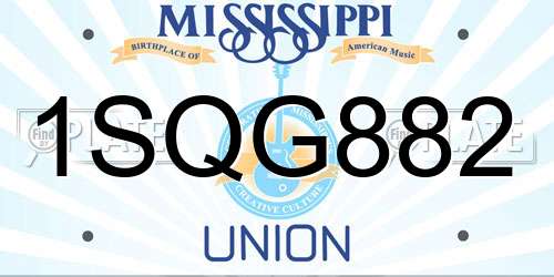1SQG882 Mississippi License Plate