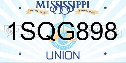 1SQG898 Mississippi License Plate