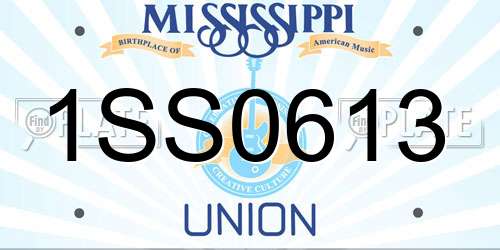 1SS0613 Mississippi License Plate