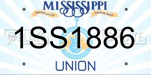 1SS1886 Mississippi License Plate