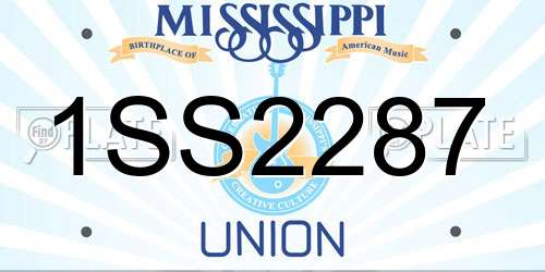 1SS2287 Mississippi License Plate