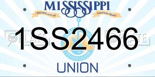 1SS2466 Mississippi License Plate