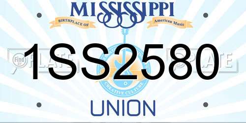 1SS2580 Mississippi License Plate