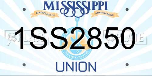 1SS2850 Mississippi License Plate