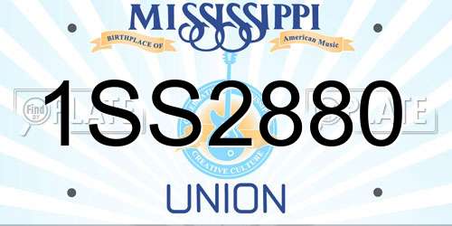 1SS2880 Mississippi License Plate