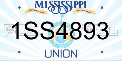 1SS4893 Mississippi License Plate