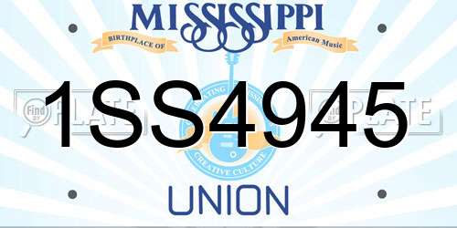 1SS4945 Mississippi License Plate