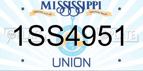 1SS4951 Mississippi License Plate