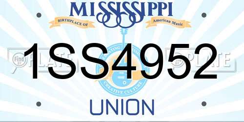 1SS4952 Mississippi License Plate