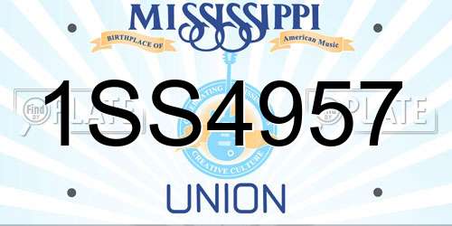 1SS4957 Mississippi License Plate