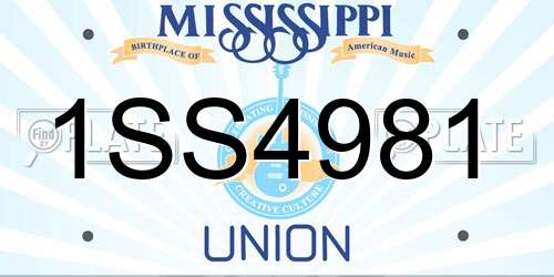 1SS4981 Mississippi License Plate