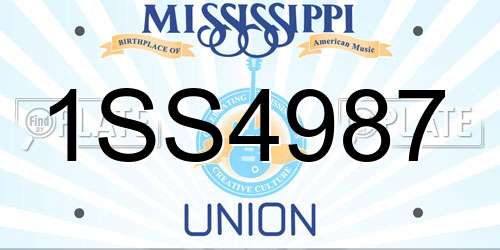 1SS4987 Mississippi License Plate