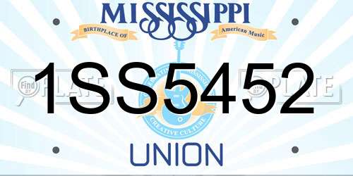 1SS5452 Mississippi License Plate