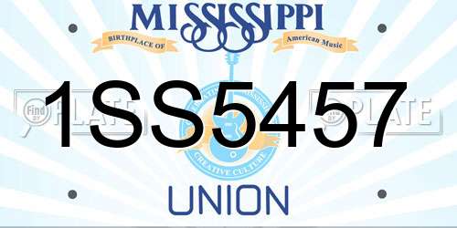 1SS5457 Mississippi License Plate