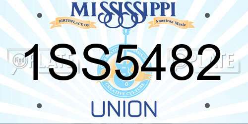 1SS5482 Mississippi License Plate