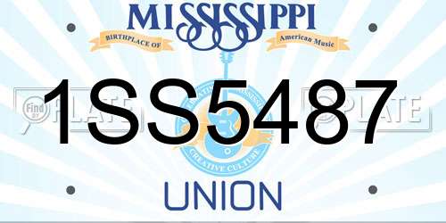 1SS5487 Mississippi License Plate