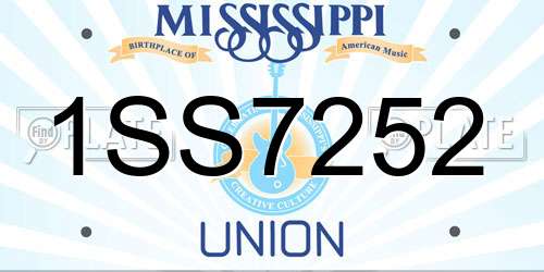 1SS7252 Mississippi License Plate