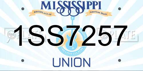 1SS7257 Mississippi License Plate