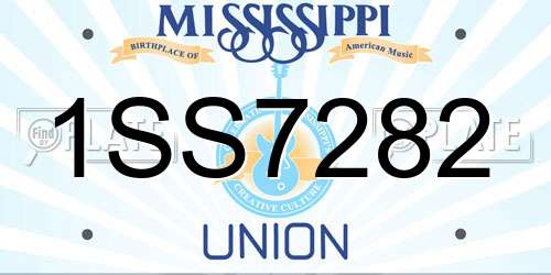 1SS7282 Mississippi License Plate