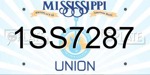 1SS7287 Mississippi License Plate