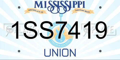 1SS7419 Mississippi License Plate