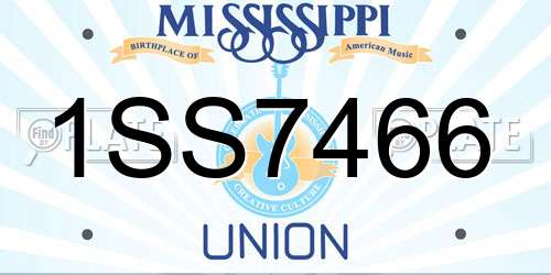 1SS7466 Mississippi License Plate