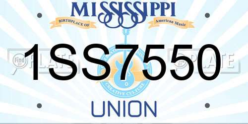 1SS7550 Mississippi License Plate