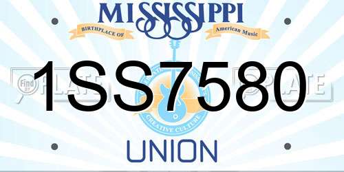 1SS7580 Mississippi License Plate