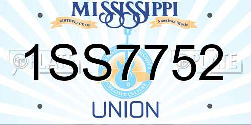 1SS7752 Mississippi License Plate