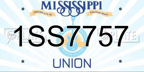 1SS7757 Mississippi License Plate