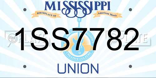 1SS7782 Mississippi License Plate