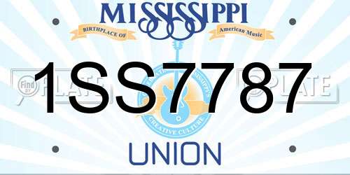 1SS7787 Mississippi License Plate