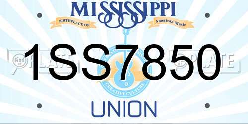 1SS7850 Mississippi License Plate