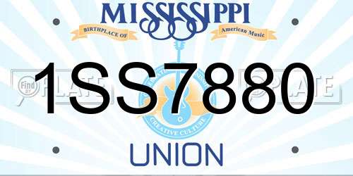 1SS7880 Mississippi License Plate
