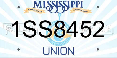 1SS8452 Mississippi License Plate